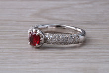 Load image into Gallery viewer, Very Dressy Blood red Ruby and with Diamond Encrusted Ring