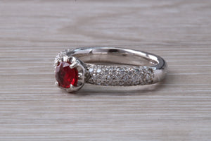Very Dressy Blood red Ruby and with Diamond Encrusted Ring