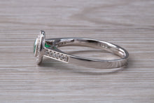 Load image into Gallery viewer, Emerald and Diamond Halo set White Gold Ring