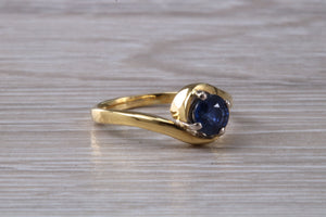 Blue Sapphire Twist Shank Solitaire