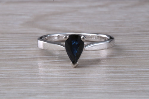 Pear Drop cut Blue Sapphire Platinum Solitaire