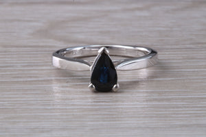 Pear Drop cut Blue Sapphire Platinum Solitaire