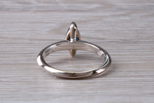 Load image into Gallery viewer, Marquise cut blue Sapphire ring set in 18ct white gold, half carat blue Sapphire