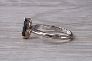 Marquise cut blue Sapphire ring set in 18ct white gold, half carat blue Sapphire