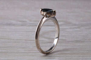 Marquise cut blue Sapphire ring set in 18ct white gold, half carat blue Sapphire