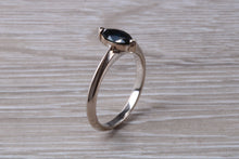 Load image into Gallery viewer, Marquise cut blue Sapphire ring set in 18ct white gold, half carat blue Sapphire