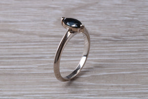Marquise cut blue Sapphire ring set in 18ct white gold, half carat blue Sapphire