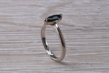 Load image into Gallery viewer, Marquise cut blue Sapphire ring set in 18ct white gold, half carat blue Sapphire