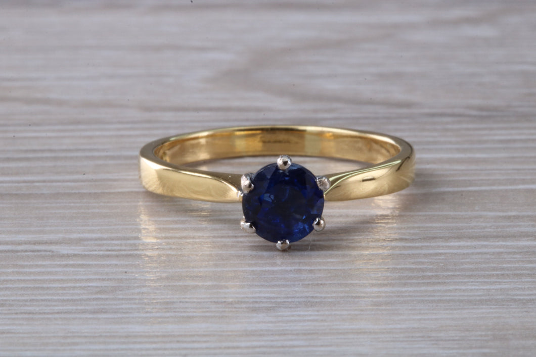 Natural Iolite Gemstone Solitaire Ring. 18ct Yellow and White Gold. Ideal birthday or Anniversary Gift, Promise,Dress or Statement Ring.