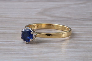 Natural Iolite Gemstone Solitaire Ring. 18ct Yellow and White Gold. Ideal birthday or Anniversary Gift, Promise,Dress or Statement Ring.