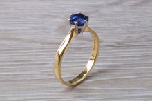 Load image into Gallery viewer, Natural Iolite Gemstone Solitaire Ring. 18ct Yellow and White Gold. Ideal birthday or Anniversary Gift, Promise,Dress or Statement Ring.