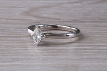 Load image into Gallery viewer, Minimalist Marquise cut Diamond set Platinum Solitaire