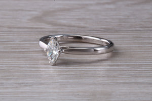 Minimalist Marquise cut Diamond set Platinum Solitaire