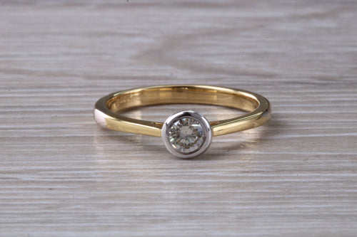 Bezel Diamond set Two Tone Gold Solitaire