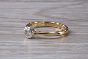 Bezel Diamond set Two Tone Gold Solitaire