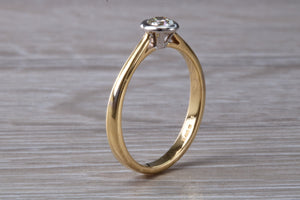 Bezel Diamond set Two Tone Gold Solitaire