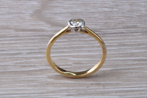 Bezel Diamond set Two Tone Gold Solitaire