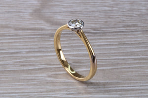 Bezel Diamond set Two Tone Gold Solitaire