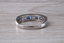Load image into Gallery viewer, Traditional Blue Sapphire and Diamond set Eternity Ring