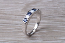 Load image into Gallery viewer, Traditional Blue Sapphire and Diamond set Eternity Ring