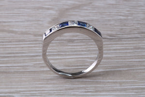 Traditional Blue Sapphire and Diamond set Eternity Ring