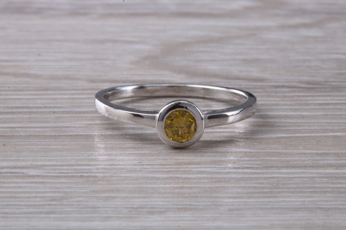 Yellow Diamond Solitaire, Bezel set so very Smooth to the Touch