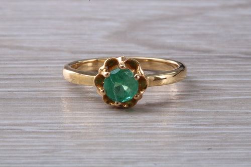 Half carat Emerald set Yellow Gold Solitaire