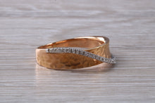 Load image into Gallery viewer, Diamond set Ring with Hammered Finish in 18ct Rose Gold
