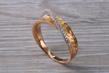 Load image into Gallery viewer, Diamond set Ring with Hammered Finish in 18ct Rose Gold