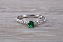 Load image into Gallery viewer, Emerald with Diamond set 18ct White Gold Ring