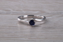 Load image into Gallery viewer, Beautiful Royal Blue Sapphire set Twist Shank 18ct White Gold Ring