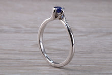 Load image into Gallery viewer, Beautiful Royal Blue Sapphire set Twist Shank 18ct White Gold Ring