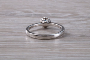 Beautiful Royal Blue Sapphire Rub Over set in 18ct White Gold Solitaire