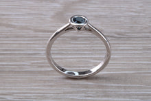 Load image into Gallery viewer, Beautiful Royal Blue Sapphire Rub Over set in 18ct White Gold Solitaire