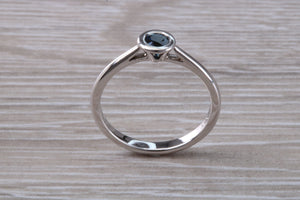 Beautiful Royal Blue Sapphire Rub Over set in 18ct White Gold Solitaire