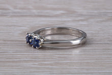 Load image into Gallery viewer, Two Very Sparkly Royal Blue Sapphires set Platinum Ring