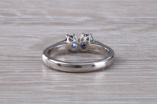 Load image into Gallery viewer, Two Very Sparkly Royal Blue Sapphires set Platinum Ring