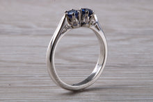 Load image into Gallery viewer, Two Very Sparkly Royal Blue Sapphires set Platinum Ring