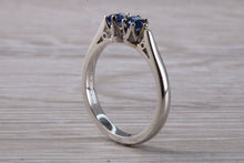 Load image into Gallery viewer, Two Very Sparkly Royal Blue Sapphires set Platinum Ring