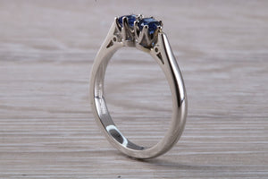 Two Very Sparkly Royal Blue Sapphires set Platinum Ring