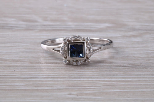 Dainty Blue Sapphire and Diamond set Ring