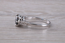 Load image into Gallery viewer, Antique Style One carat Blue Sapphire and Diamond set Platinum Ring