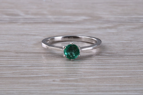 Very Dainty Half carat Emerald set Platinum Ring