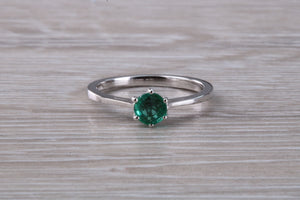 Very Dainty Half carat Emerald set Platinum Ring