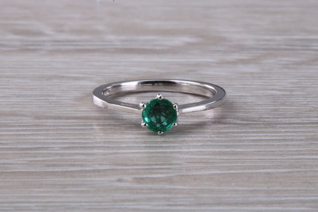 Very Dainty Half carat Emerald set Platinum Ring