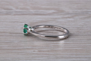 Very Dainty Half carat Emerald set Platinum Ring