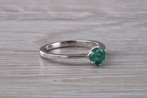 Very Dainty Half carat Emerald set Platinum Ring