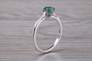 Very Dainty Half carat Emerald set Platinum Ring