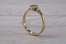 Load image into Gallery viewer, Emerald and Diamond Trilogy Ring. Very Smooth Setting