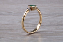 Load image into Gallery viewer, Emerald and Diamond Trilogy Ring. Very Smooth Setting